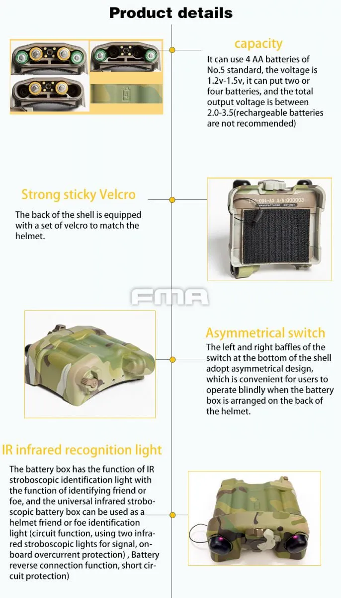 FMA PVS-31 Functional NVG Battery Case with IR Beacon - Black