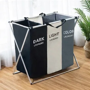 Foldable 3 Grid Storage Organizer Laundry Basket