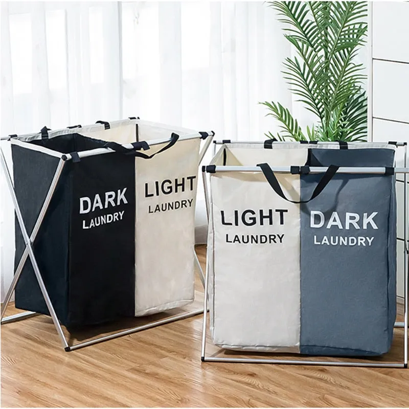 Foldable 3 Grid Storage Organizer Laundry Basket