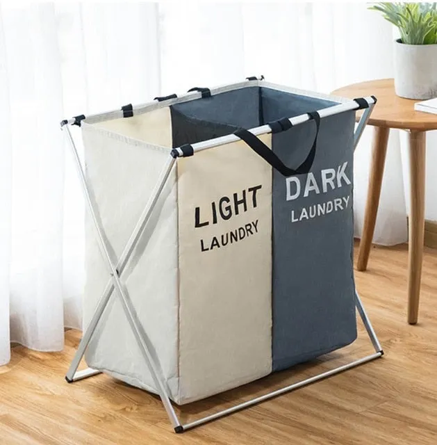 Foldable 3 Grid Storage Organizer Laundry Basket