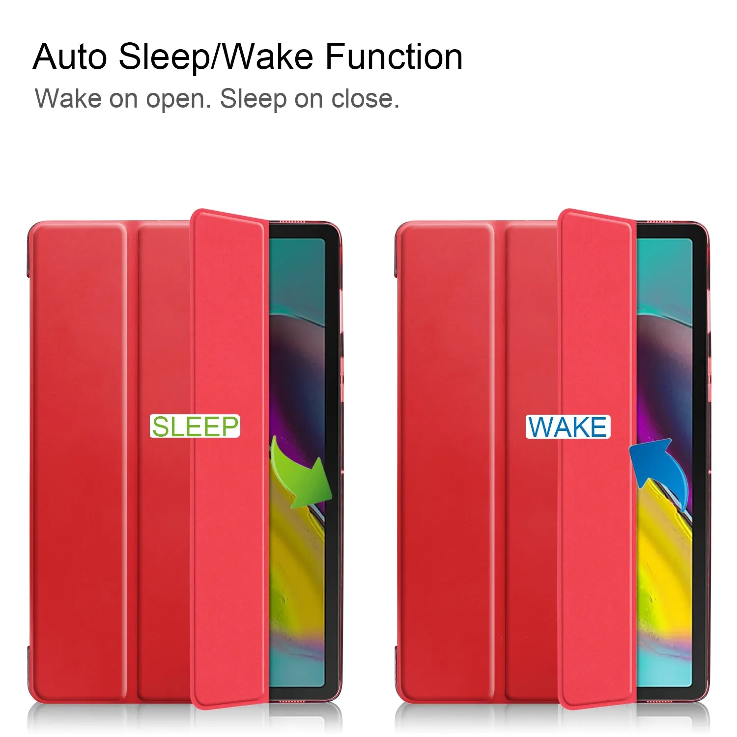 For Samsung Tab S5E 10.5 T720 Ultra-thin PU Leather Bracket Tri-fold Protective Case with Sleep Function red