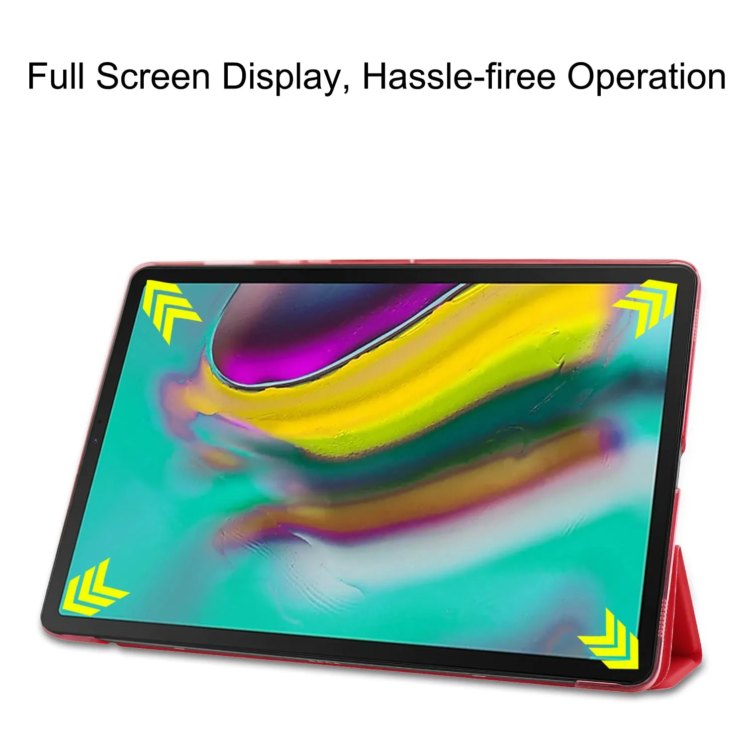 For Samsung Tab S5E 10.5 T720 Ultra-thin PU Leather Bracket Tri-fold Protective Case with Sleep Function red