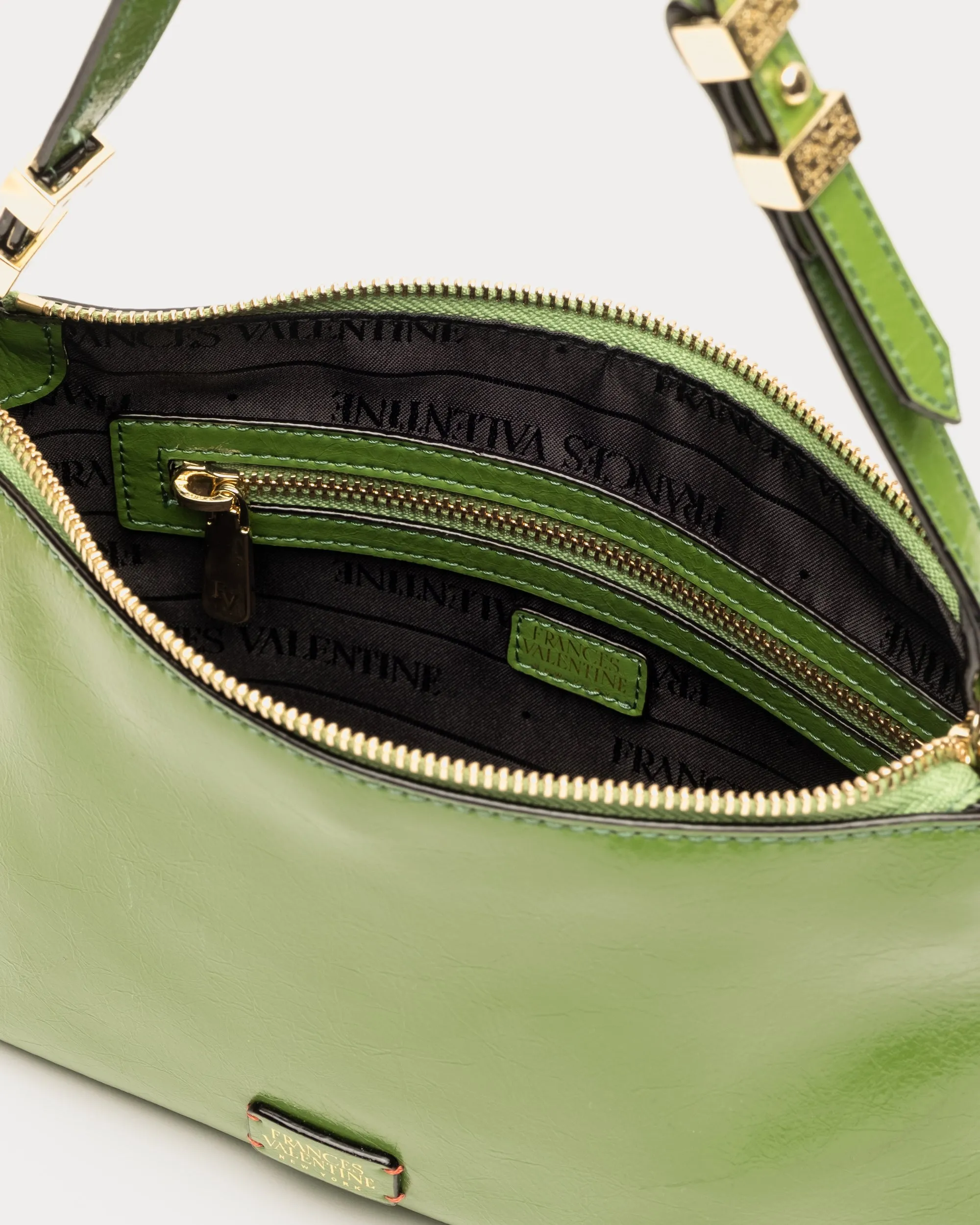 Freddie Shoulder Bag - Crinkled Leather Green