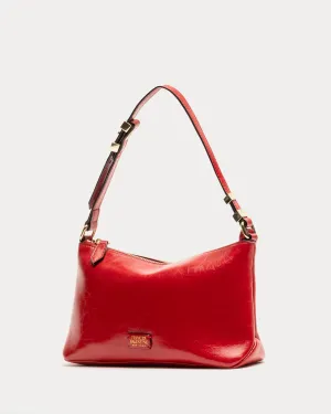 Freddie Shoulder Bag - Crinkled Leather Red