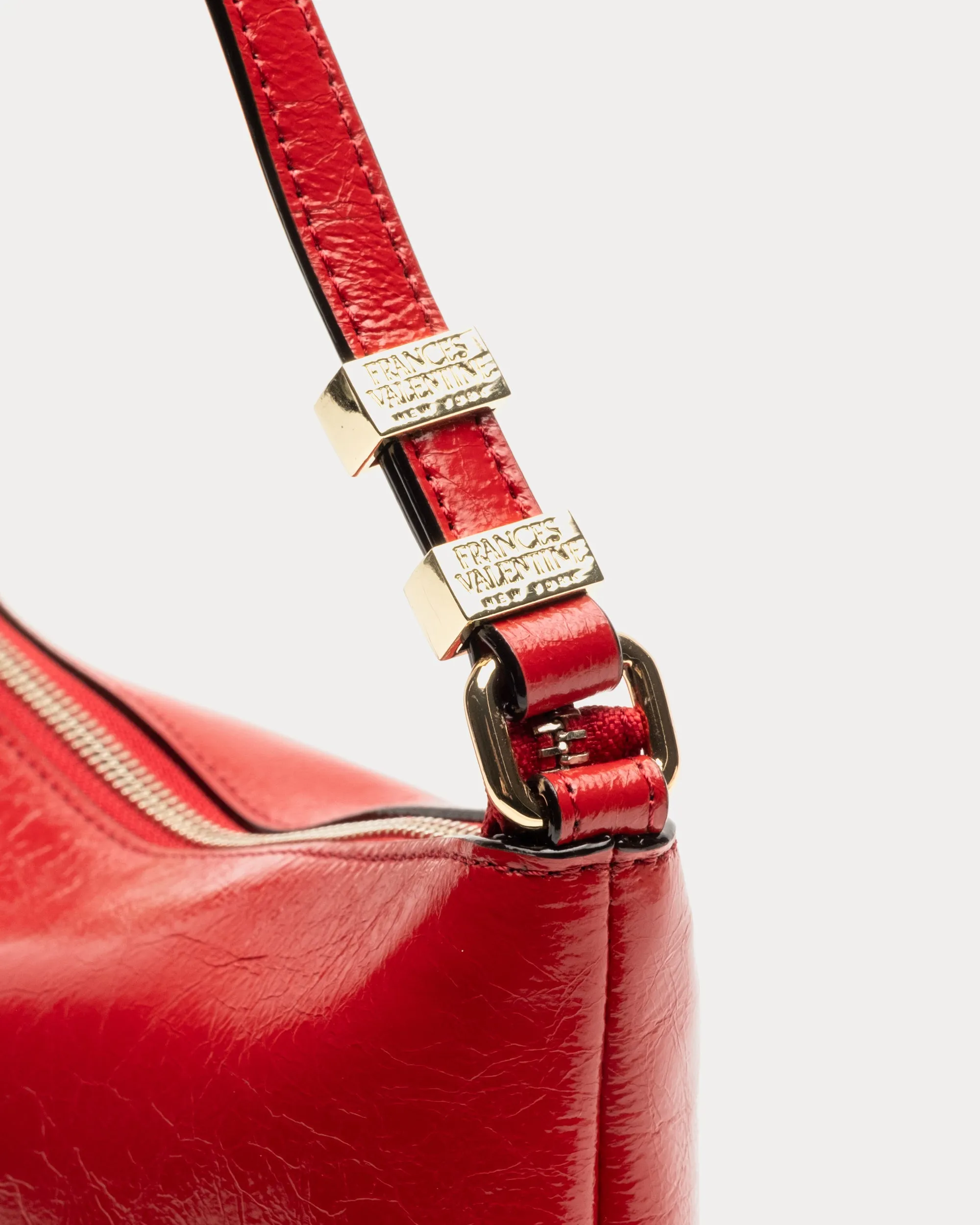 Freddie Shoulder Bag - Crinkled Leather Red