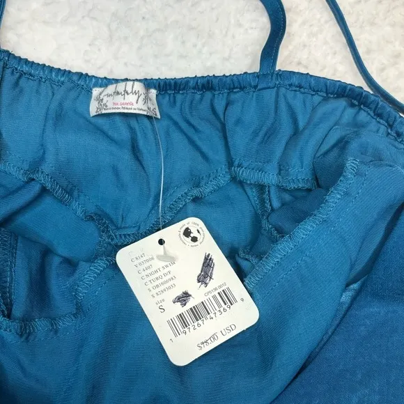 Free People Women Blue Good Catch Mini Slip Dress Satin Cut Out