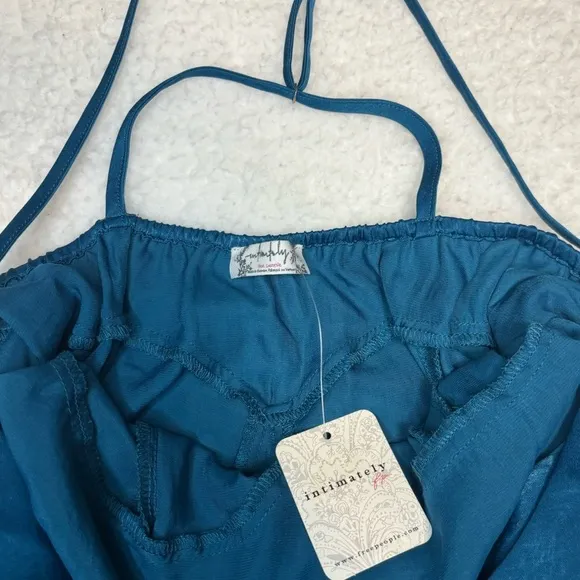 Free People Women Blue Good Catch Mini Slip Dress Satin Cut Out