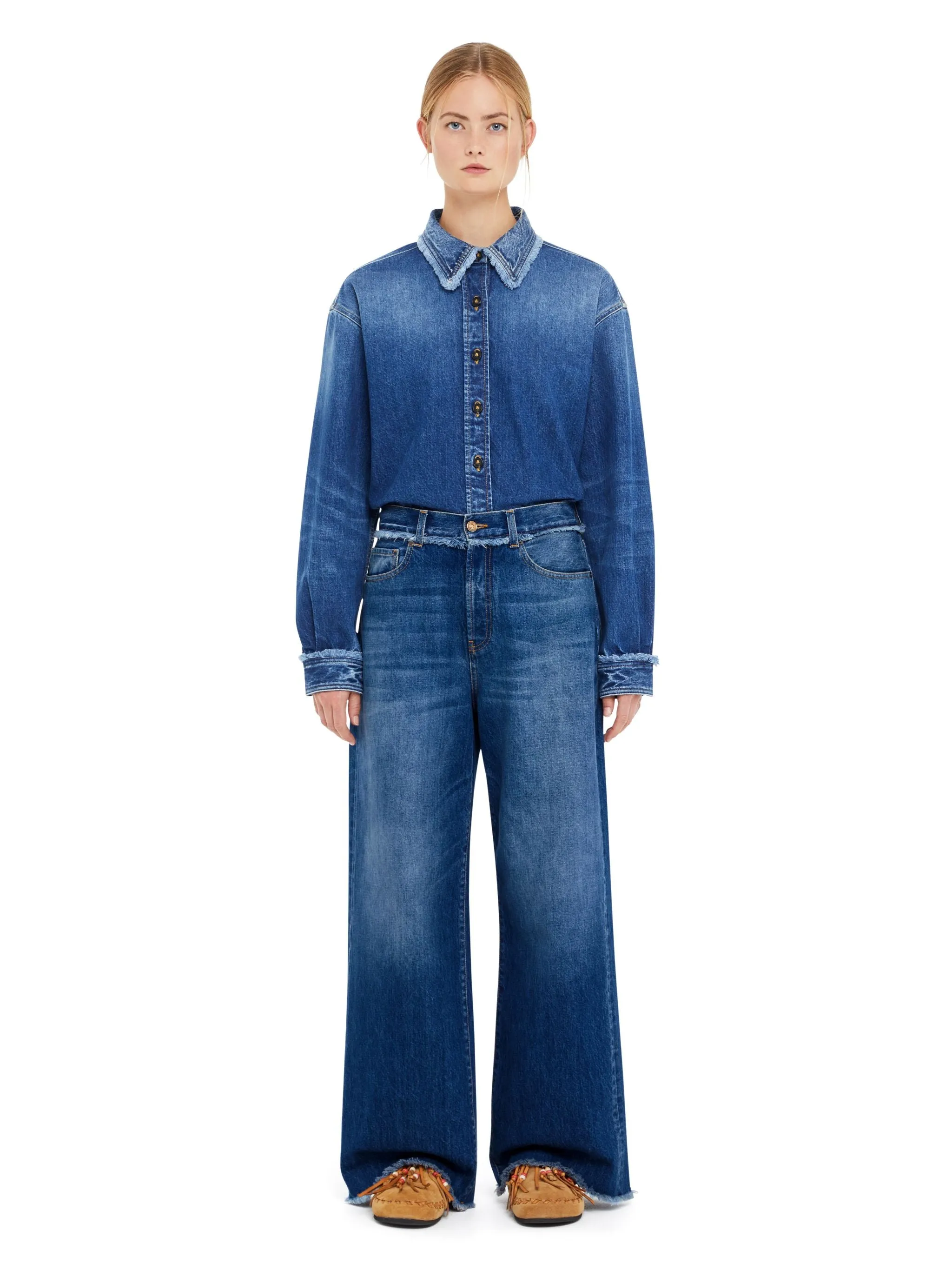 Fringed Relaxed Denim Pants