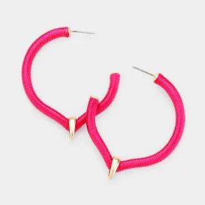 Fuchsia Threaded Coiled Fun Fashion Earrings | Headshot Earrings | 444177