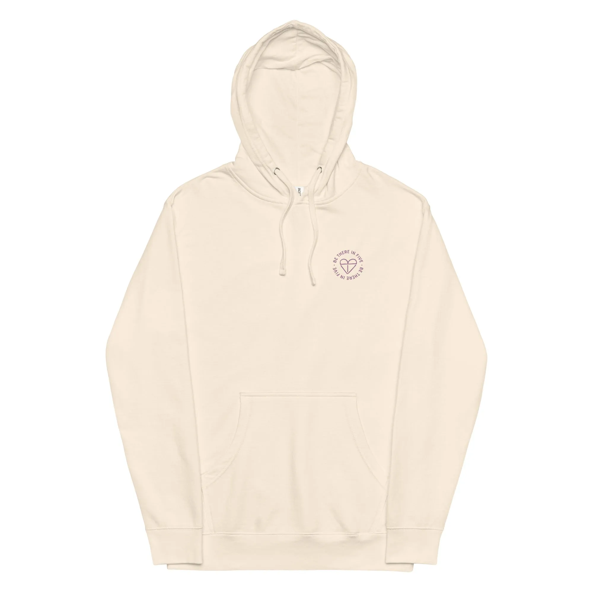 Fun Within Reason Unisex midweight hoodie with Heart Logo on front by Be There in Five