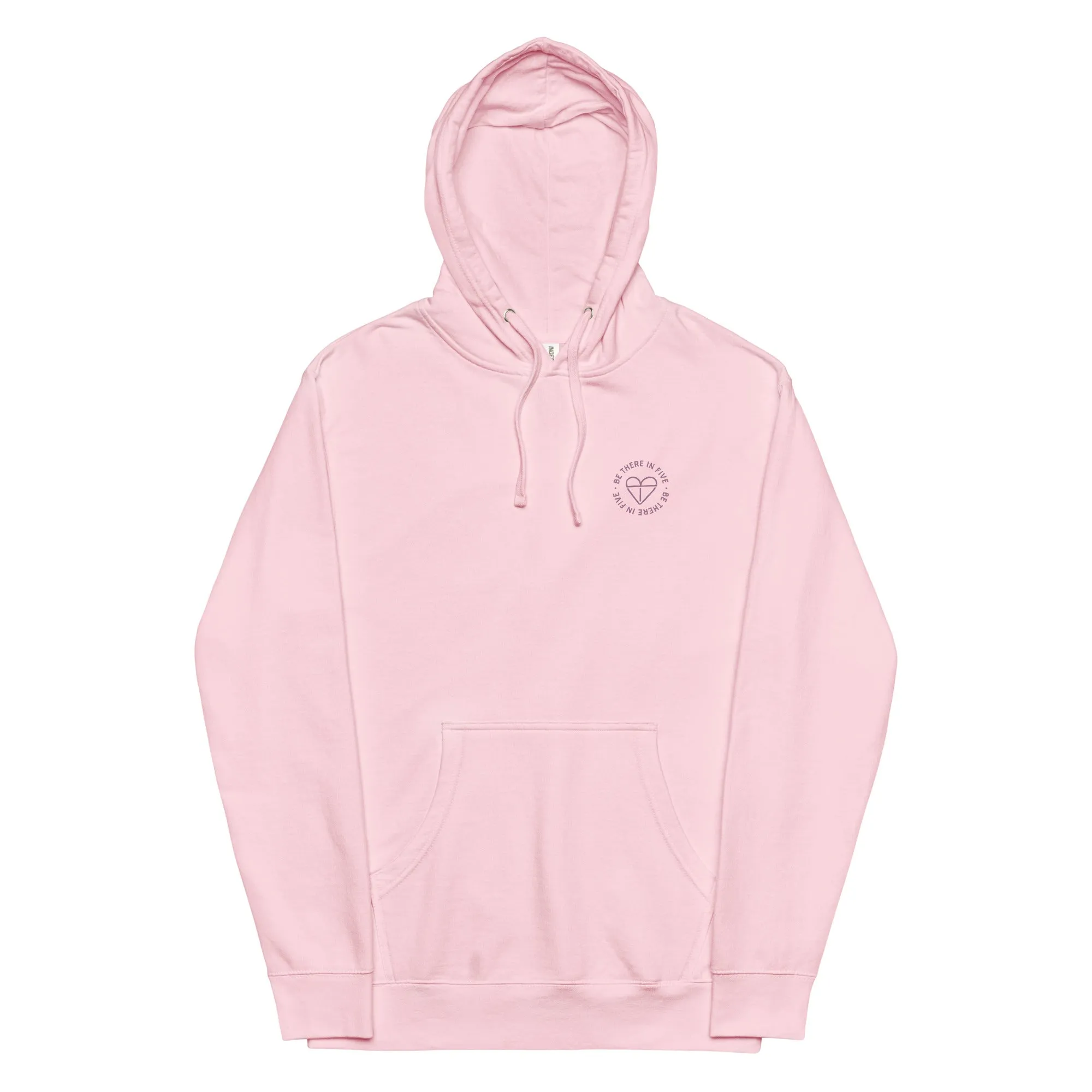 Fun Within Reason Unisex midweight hoodie with Heart Logo on front by Be There in Five
