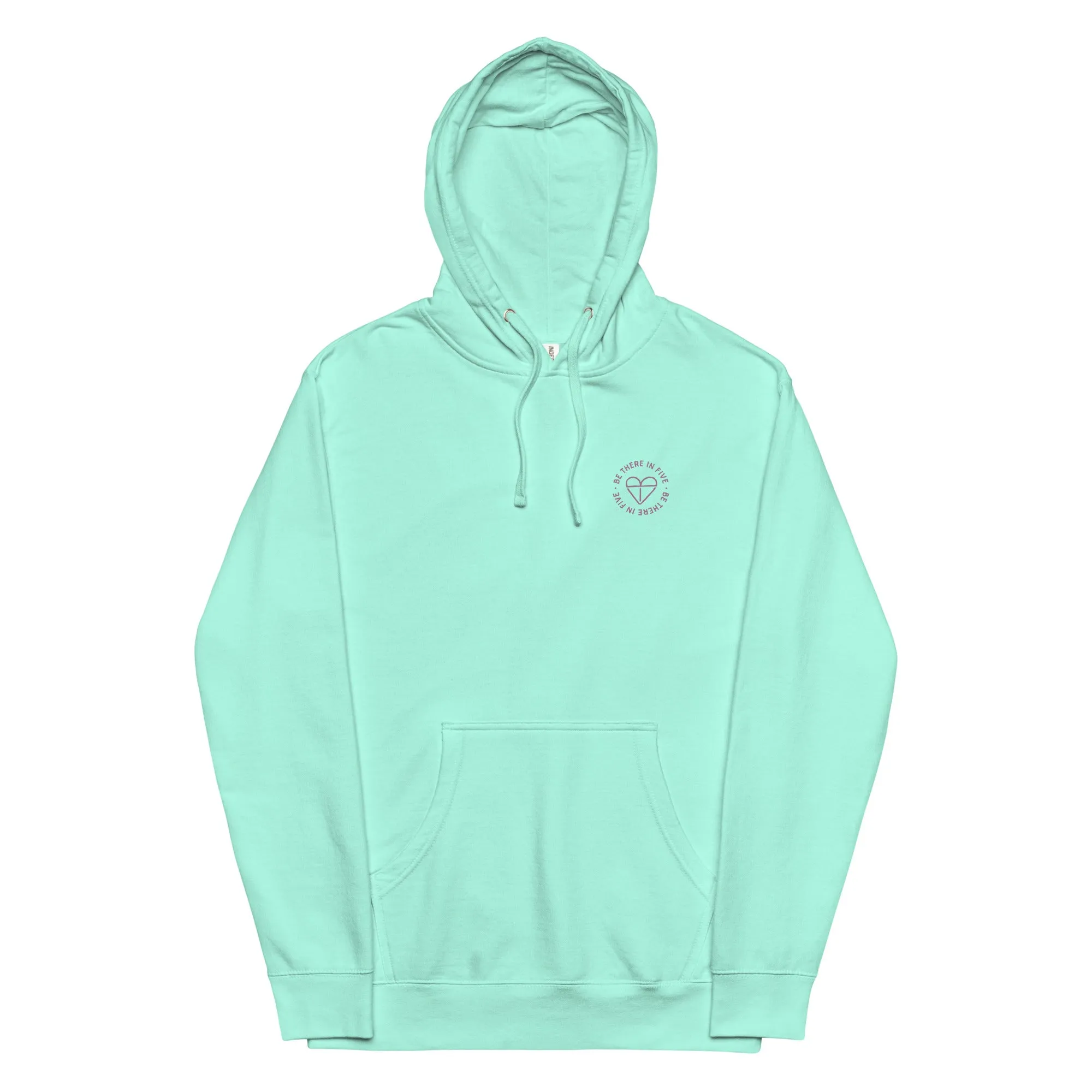 Fun Within Reason Unisex midweight hoodie with Heart Logo on front by Be There in Five