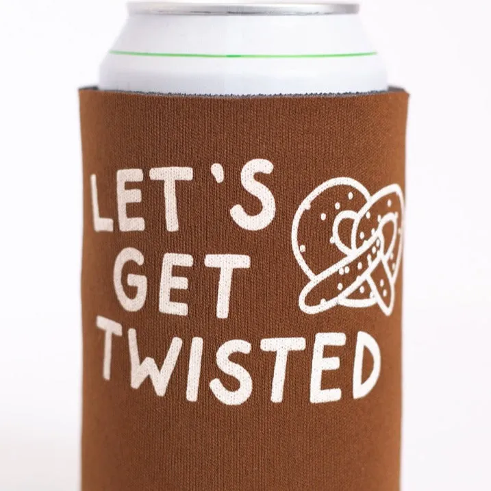 funny drink coolie, get twisted pretzel can koozie design, funny birthday gift, birthday party favor idea