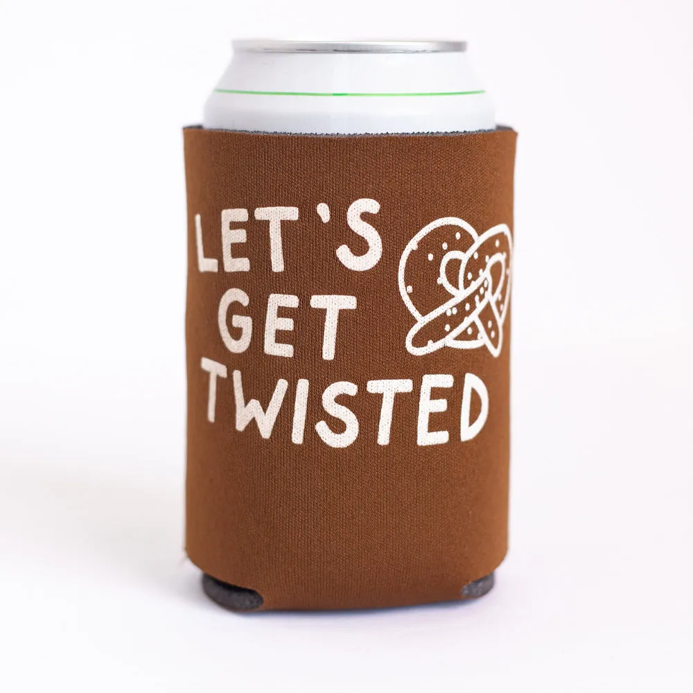 funny drink coolie, get twisted pretzel can koozie design, funny birthday gift, birthday party favor idea