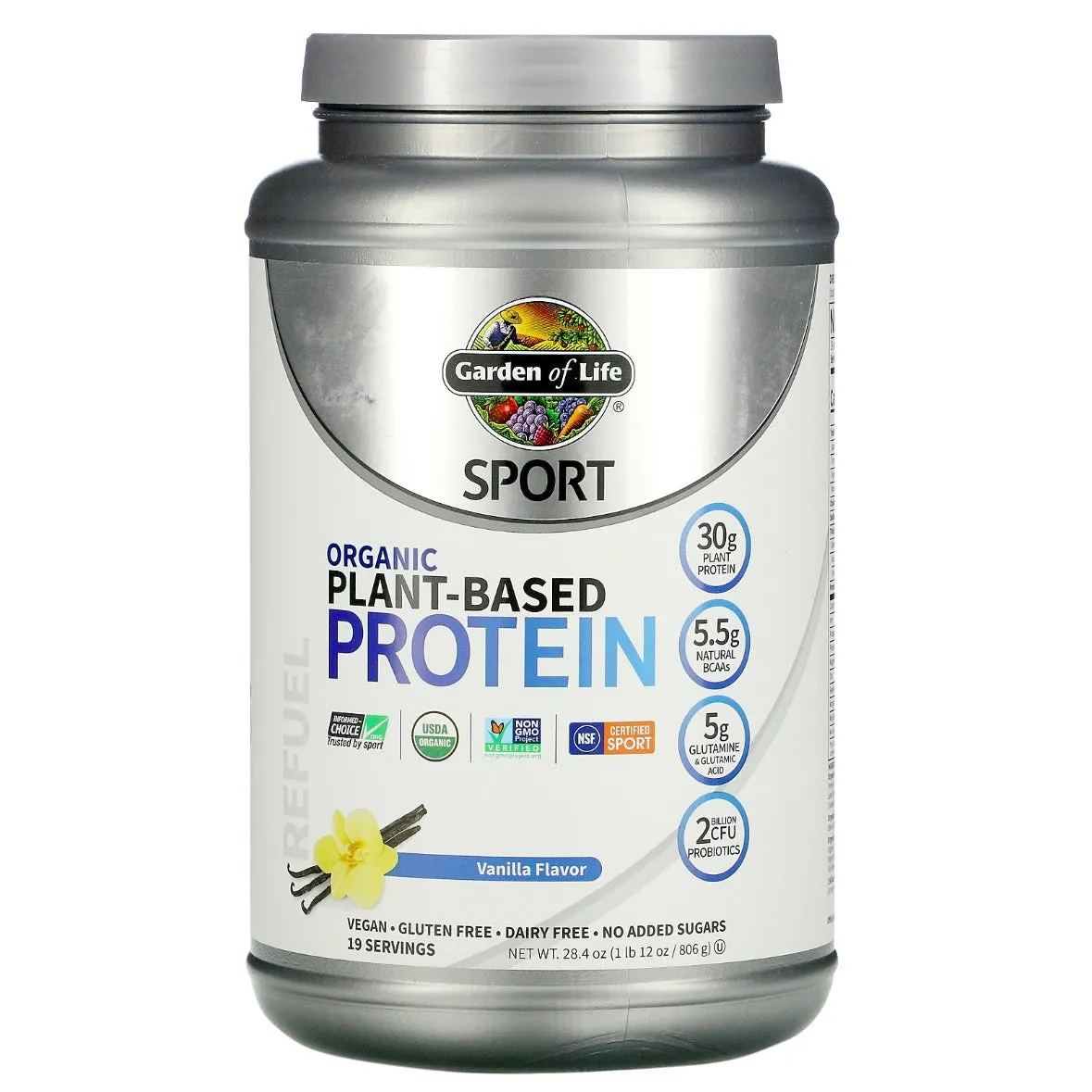 Garden of Life, Sport Organic Plant-Based Protein Vanilla 1 lb 12 oz (806 g) Exp Dec 2025