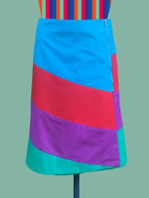 Geometric Color-Block Wrap Skirt