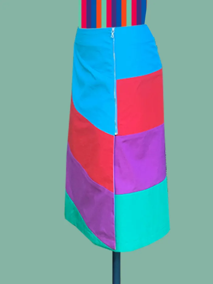 Geometric Color-Block Wrap Skirt