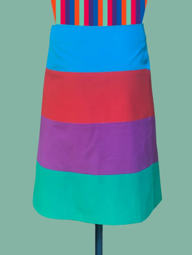 Geometric Color-Block Wrap Skirt