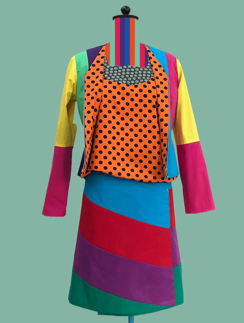 Geometric Color-Block Wrap Skirt