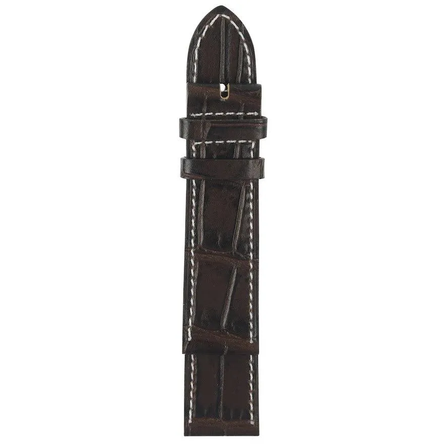 Gevril 21mm Stitched Alligator Pattern Leather Strap