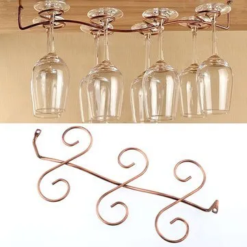 Glaze Wrack Dangling - Wine Glass Rack Hanging Cabinet Holder Hanger Shelf Kitchen Drink Copper Color - Torture Drinking Wheel Supported Looking Wring Pendant Gouge Wall Field - 1PCs