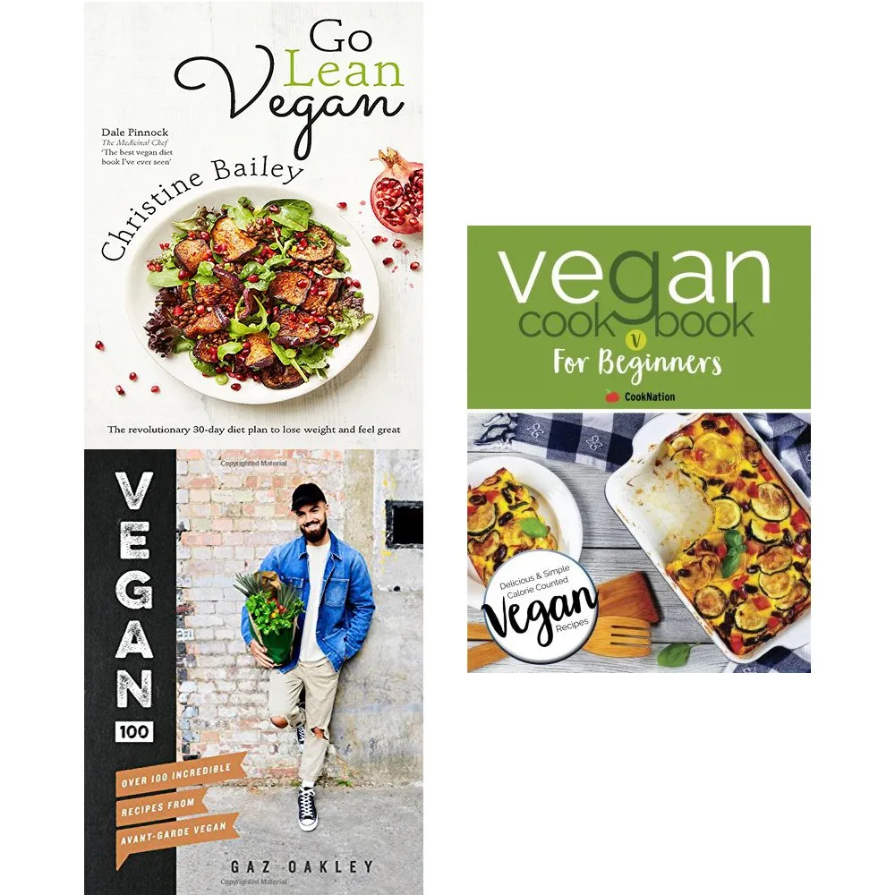 Go lean vegan, vegan 100 [hardcover], vegan cookbook for beginners 3 books collection set