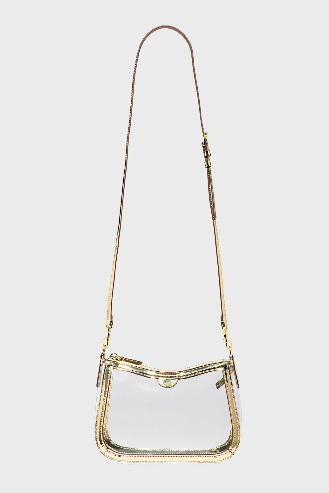 Gold Clear Curved East/West Stadium Crossbody