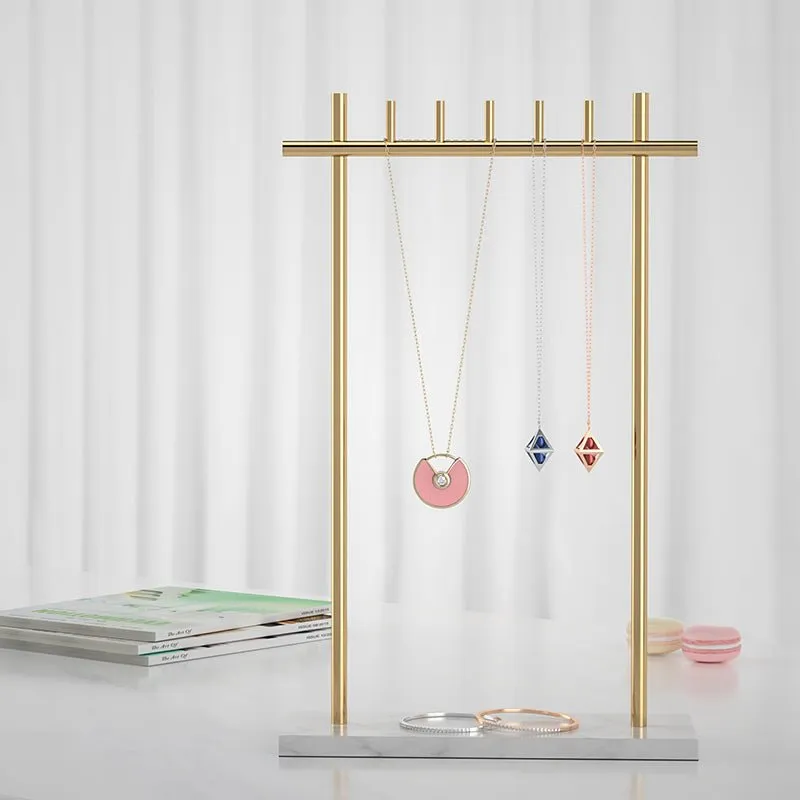 Gold Necklace Stand with Marble Base -  Jewelry Display Stands for Retail