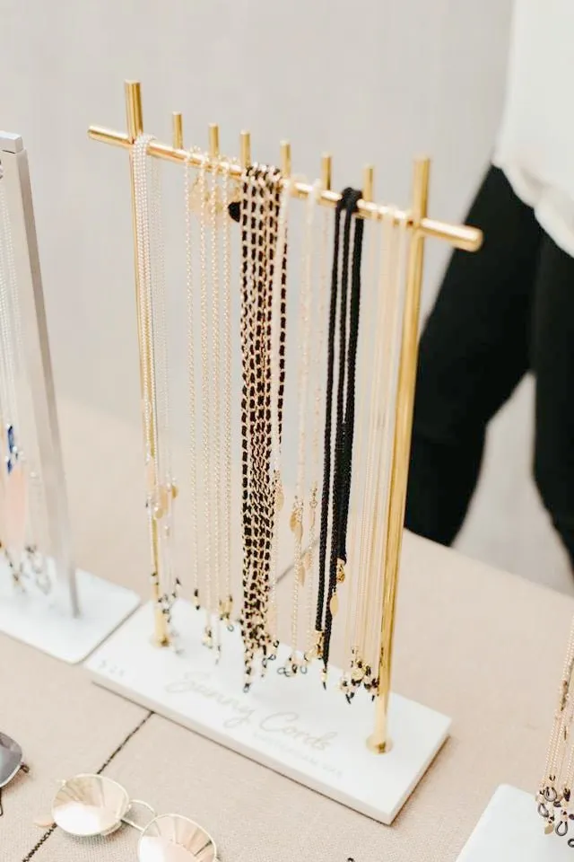 Gold Necklace Stand with Marble Base -  Jewelry Display Stands for Retail
