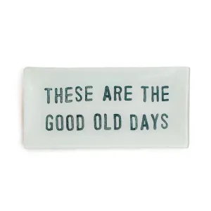 Good Old Days Small Rectangle Decoupage Plate 8.5" X 4"