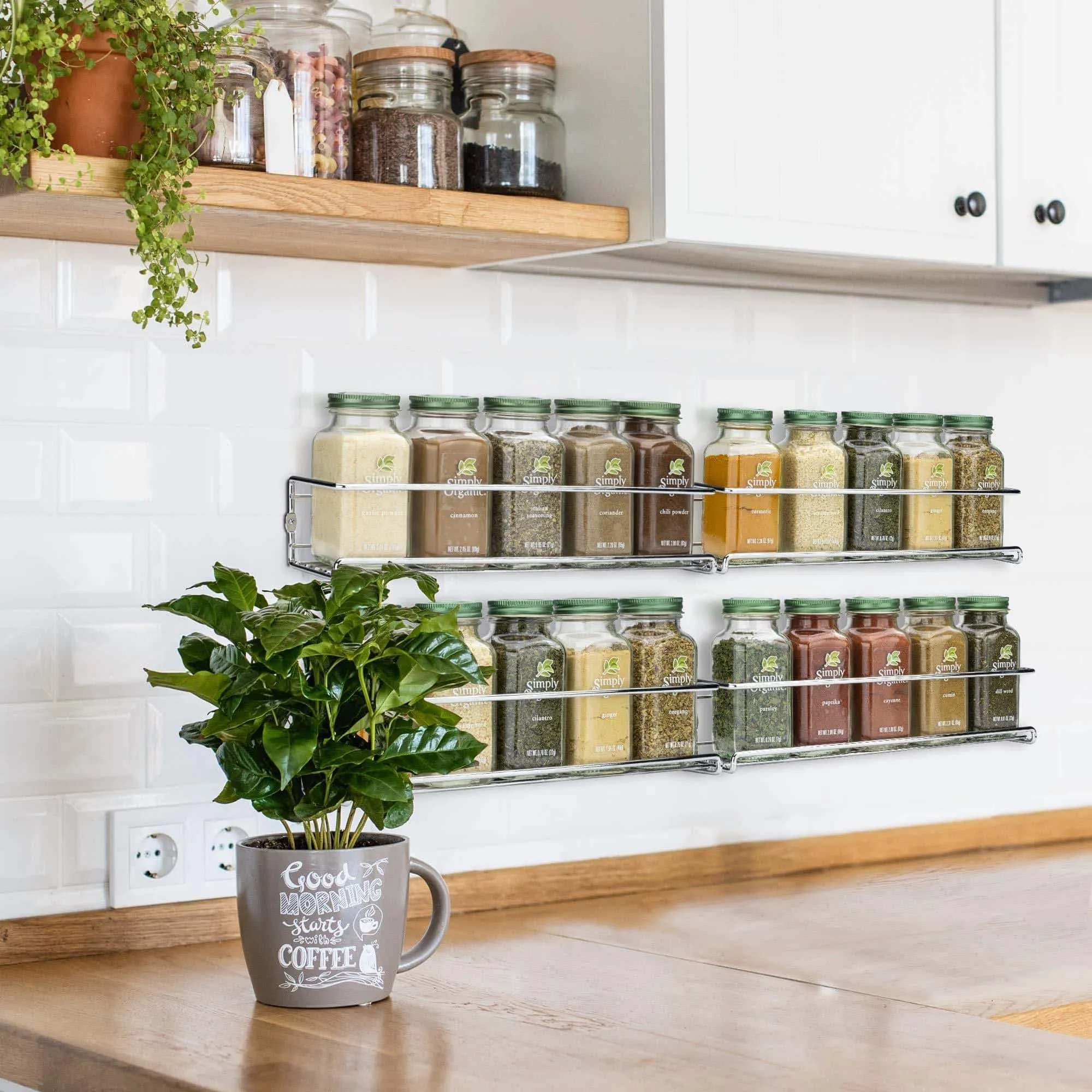 Gorgeous Spice Rack Organizer for Cabinets or Wall Mounts - Space Saving Set of 4 Hanging Racks - Perfect Seasoning Organizer For Your Kitchen Cabinet, Cupboard or Pantry Door