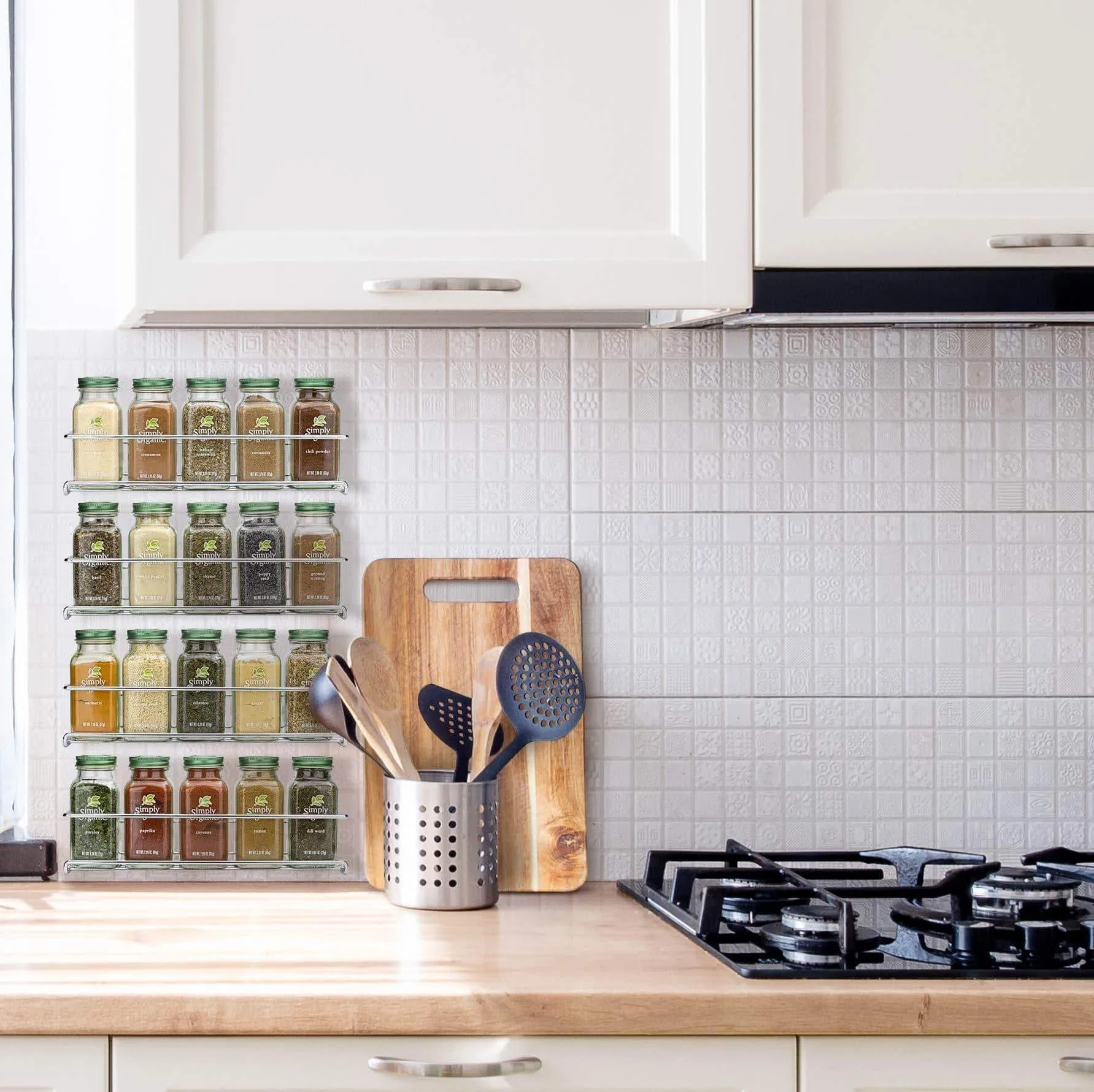 Gorgeous Spice Rack Organizer for Cabinets or Wall Mounts - Space Saving Set of 4 Hanging Racks - Perfect Seasoning Organizer For Your Kitchen Cabinet, Cupboard or Pantry Door