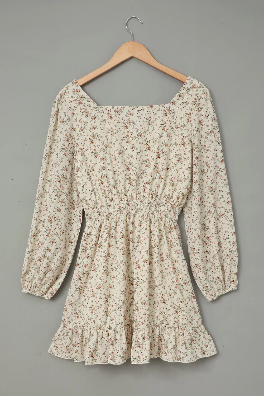 Graceful Elastic Waist Ruffled Floral Dress
