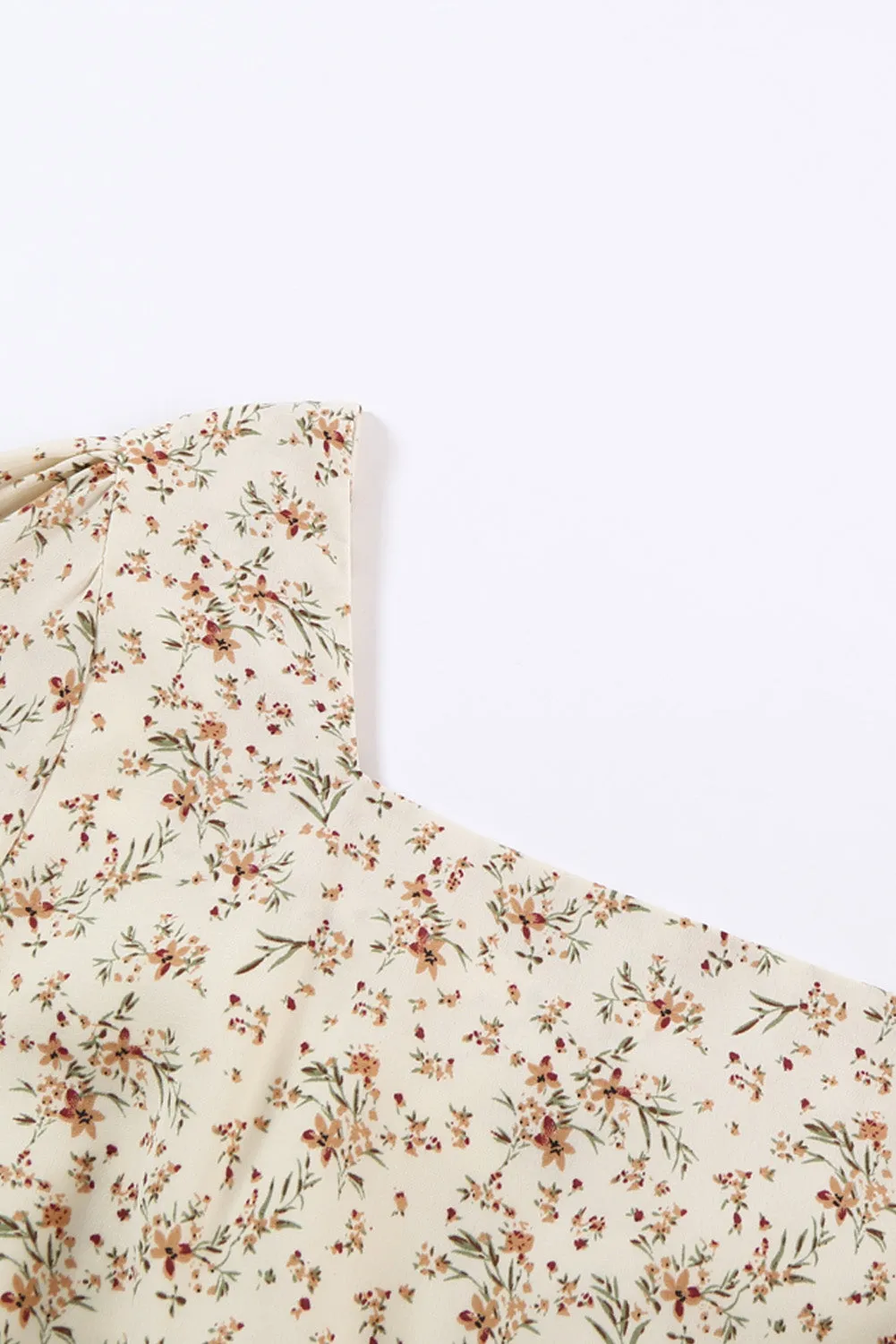 Graceful Elastic Waist Ruffled Floral Dress