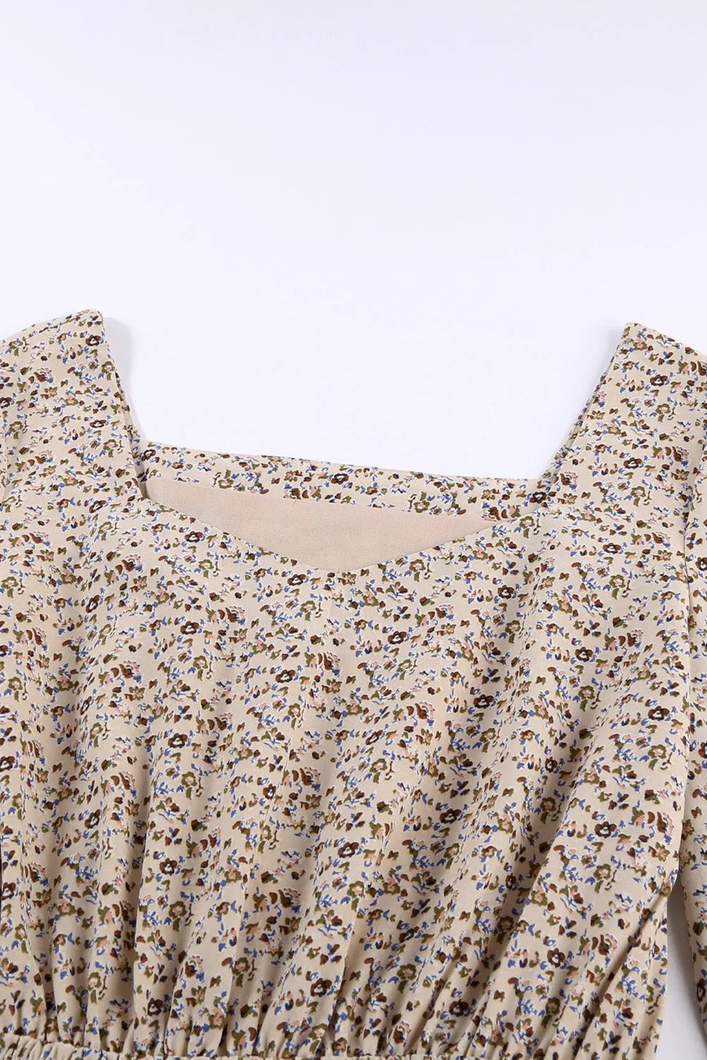 Graceful Elastic Waist Ruffled Floral Dress