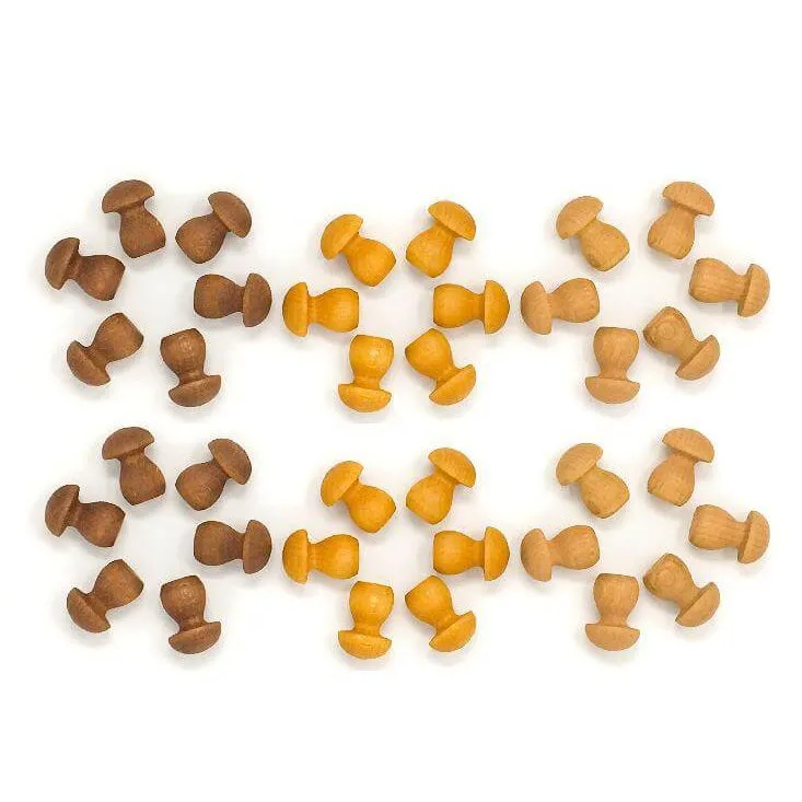 Grapat Loose Parts Mini Mushrooms - 36 pieces in Browns
