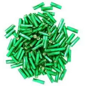 Green twisted bugle beads
