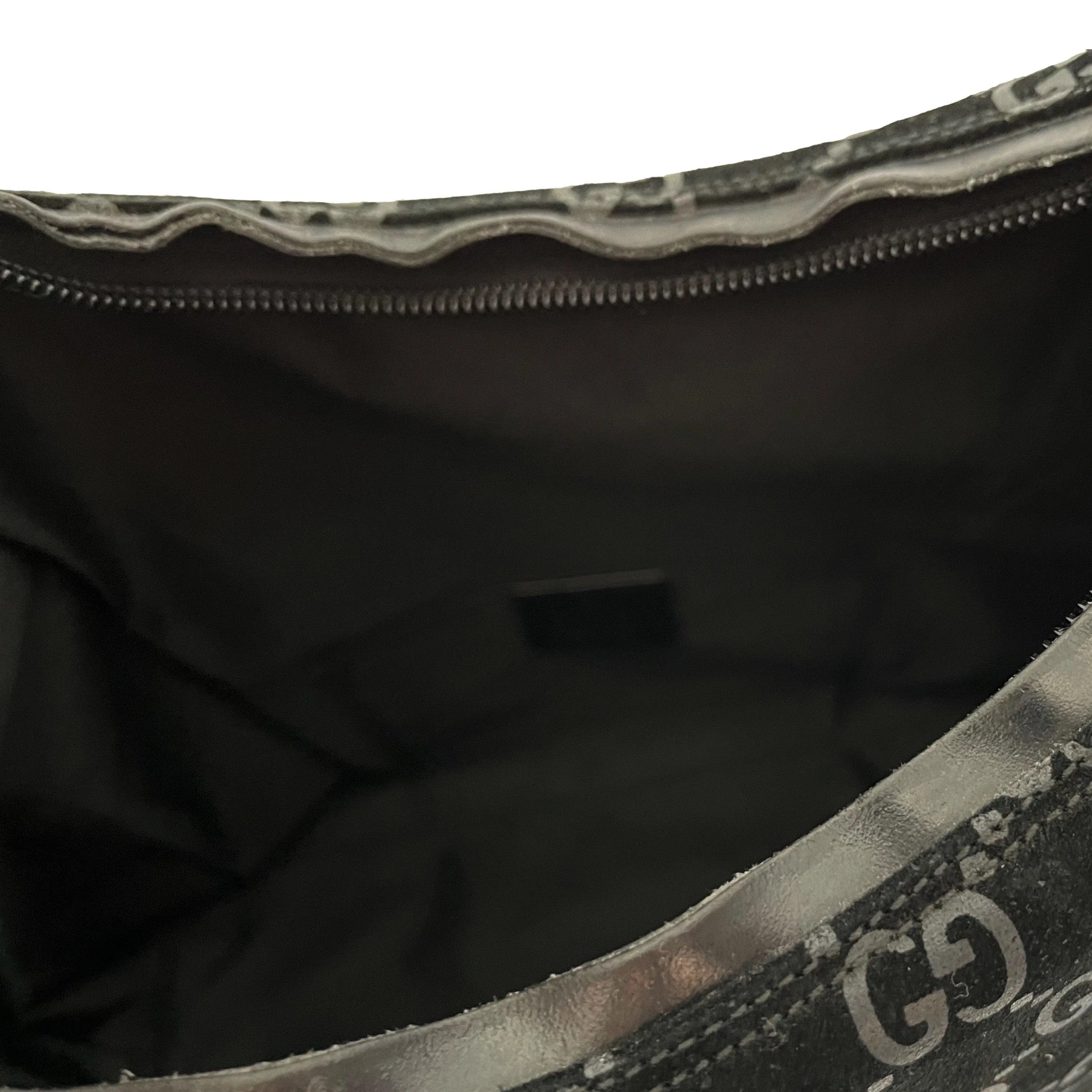 Gucci Black Suede Monogram Shoulder Bag