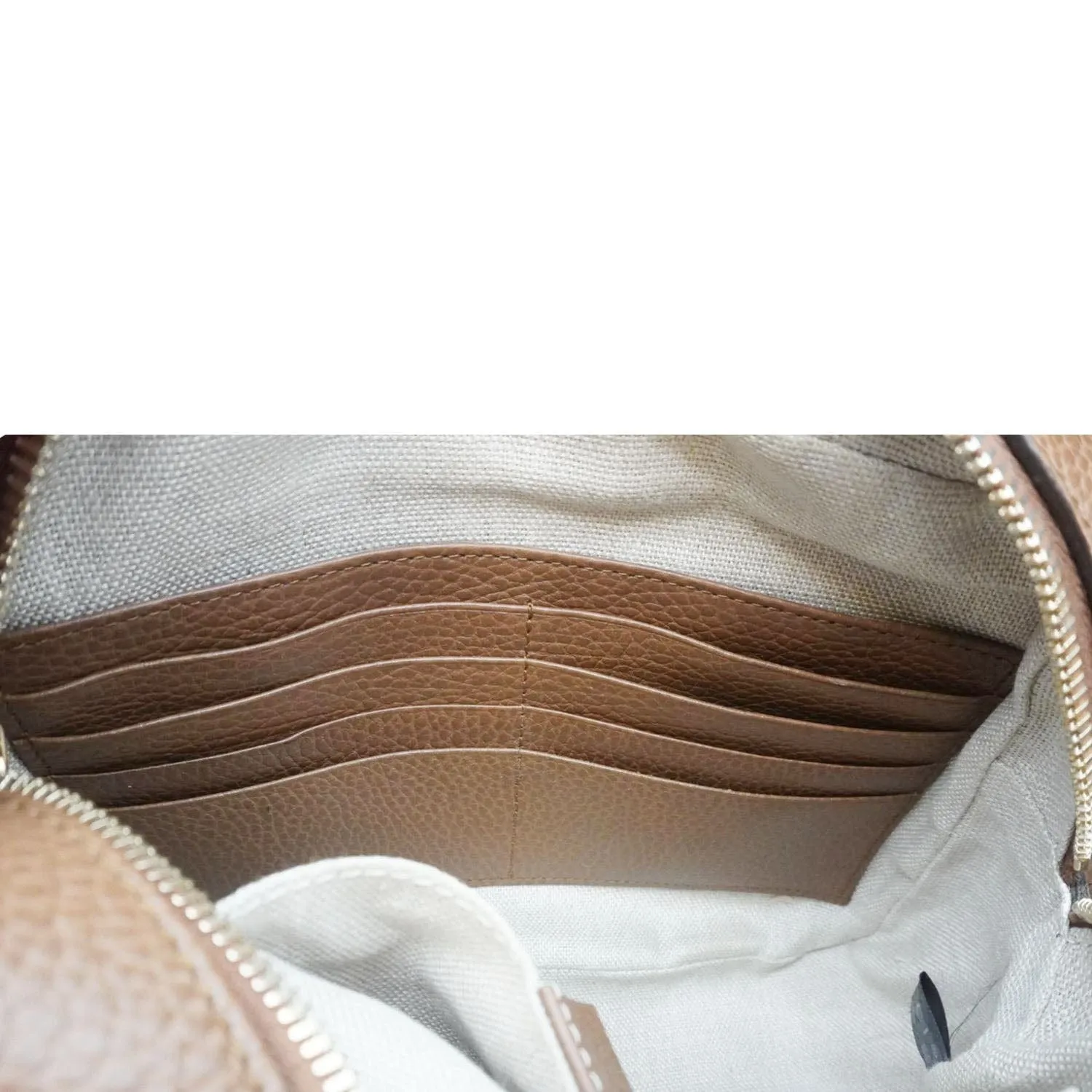 GUCCI Bree GG Canvas Leather Crossbody Bag Beige 449413