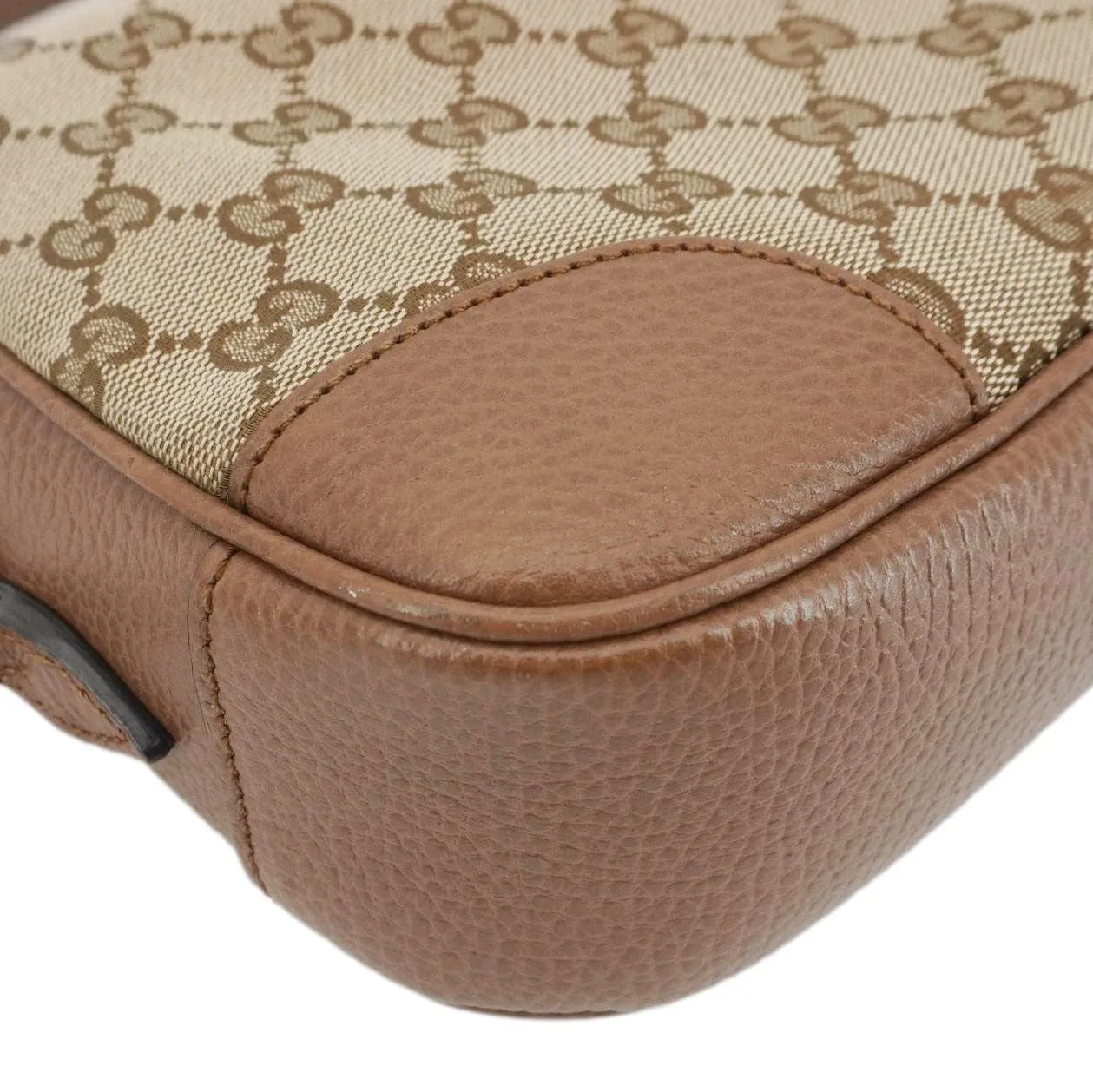 GUCCI Bree GG Canvas Leather Crossbody Bag Beige 449413