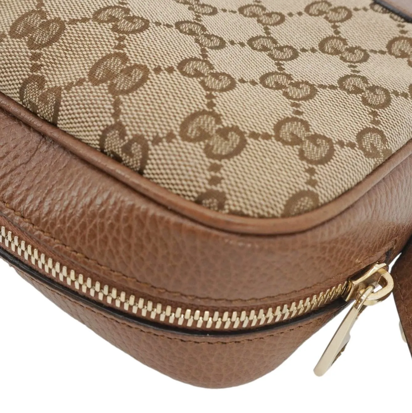 GUCCI Bree GG Canvas Leather Crossbody Bag Beige 449413