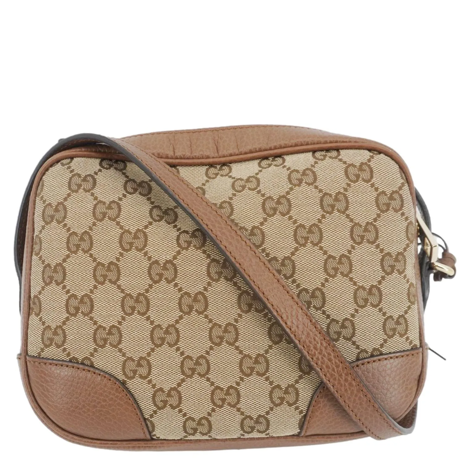 GUCCI Bree GG Canvas Leather Crossbody Bag Beige 449413
