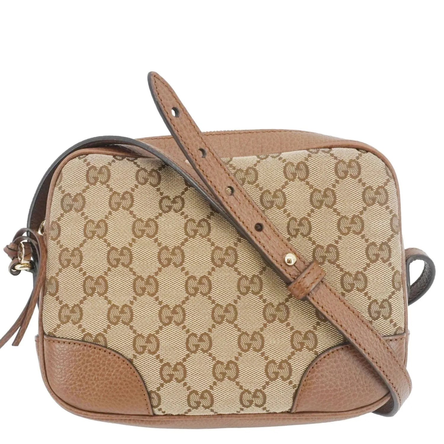 GUCCI Bree GG Canvas Leather Crossbody Bag Beige 449413