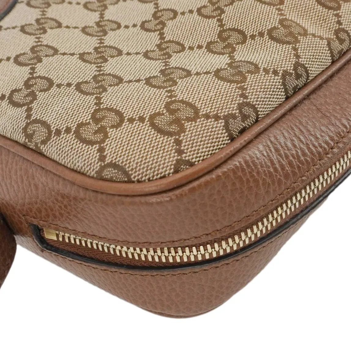 GUCCI Bree GG Canvas Leather Crossbody Bag Beige 449413