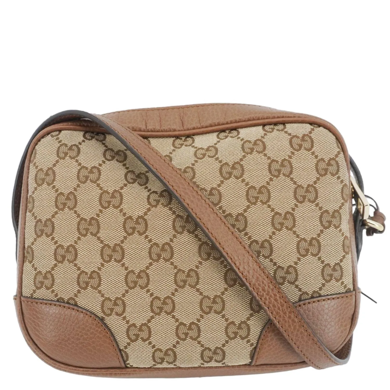 GUCCI Bree GG Canvas Leather Crossbody Bag Beige 449413