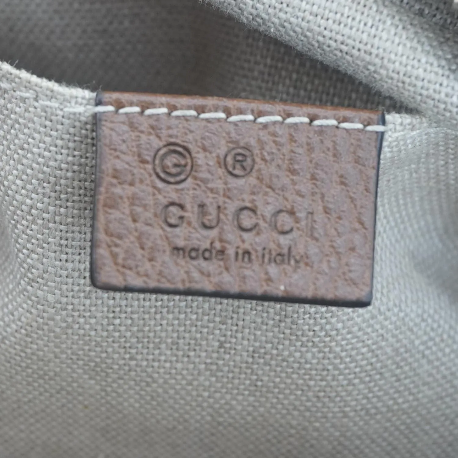 GUCCI Bree GG Canvas Leather Crossbody Bag Beige 449413