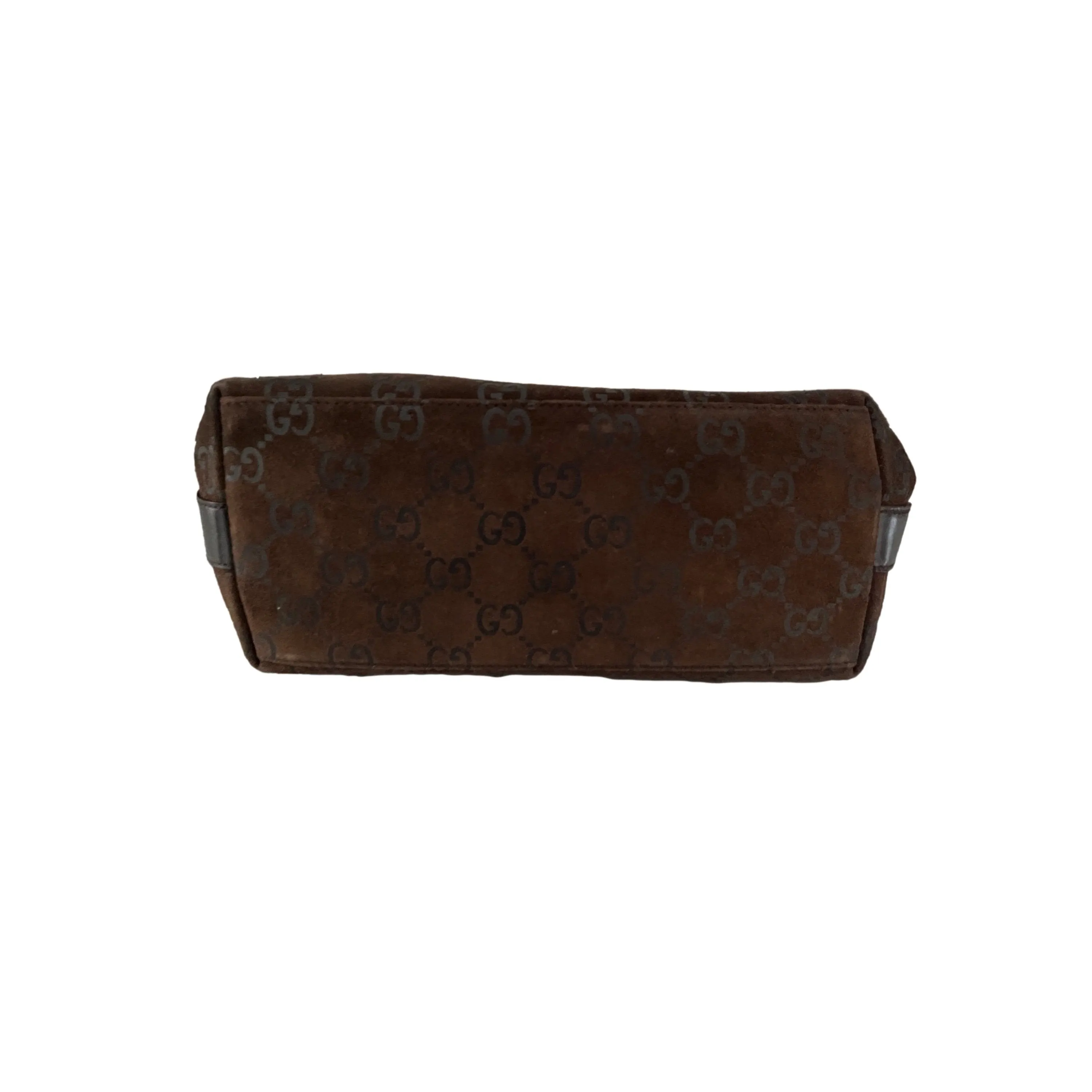 Gucci Brown Suede Monogram Shoulder Bag