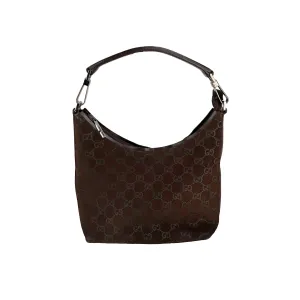 Gucci Brown Suede Monogram Shoulder Bag