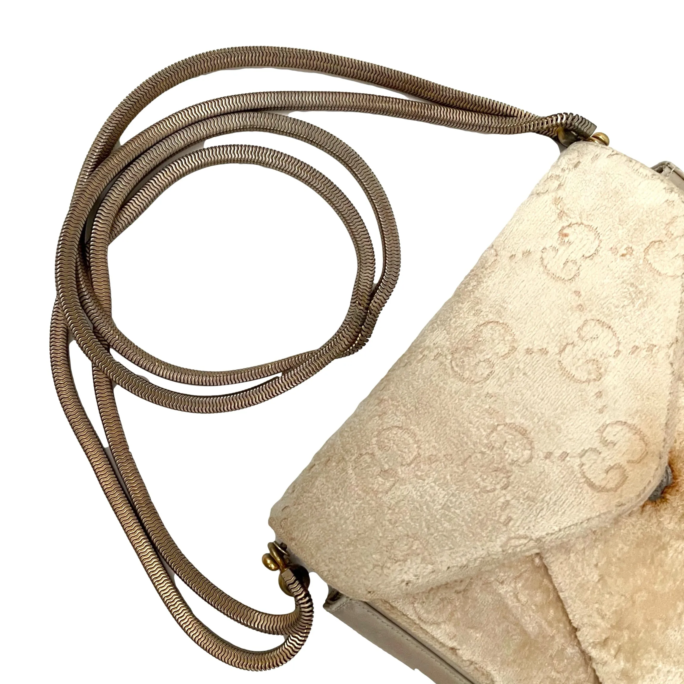 Gucci Cream Monogram Velour Bag