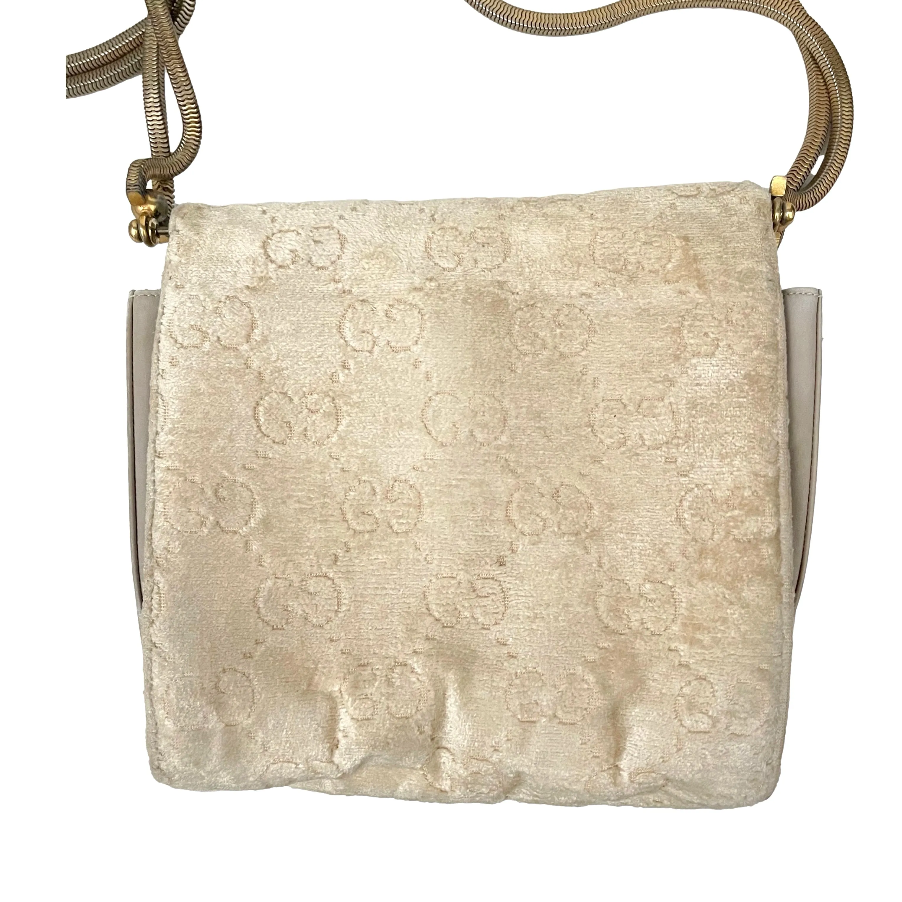 Gucci Cream Monogram Velour Bag